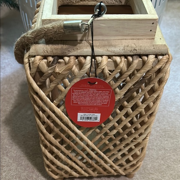 Opalhouse Tan and Brown Lantern with Intricate Weave